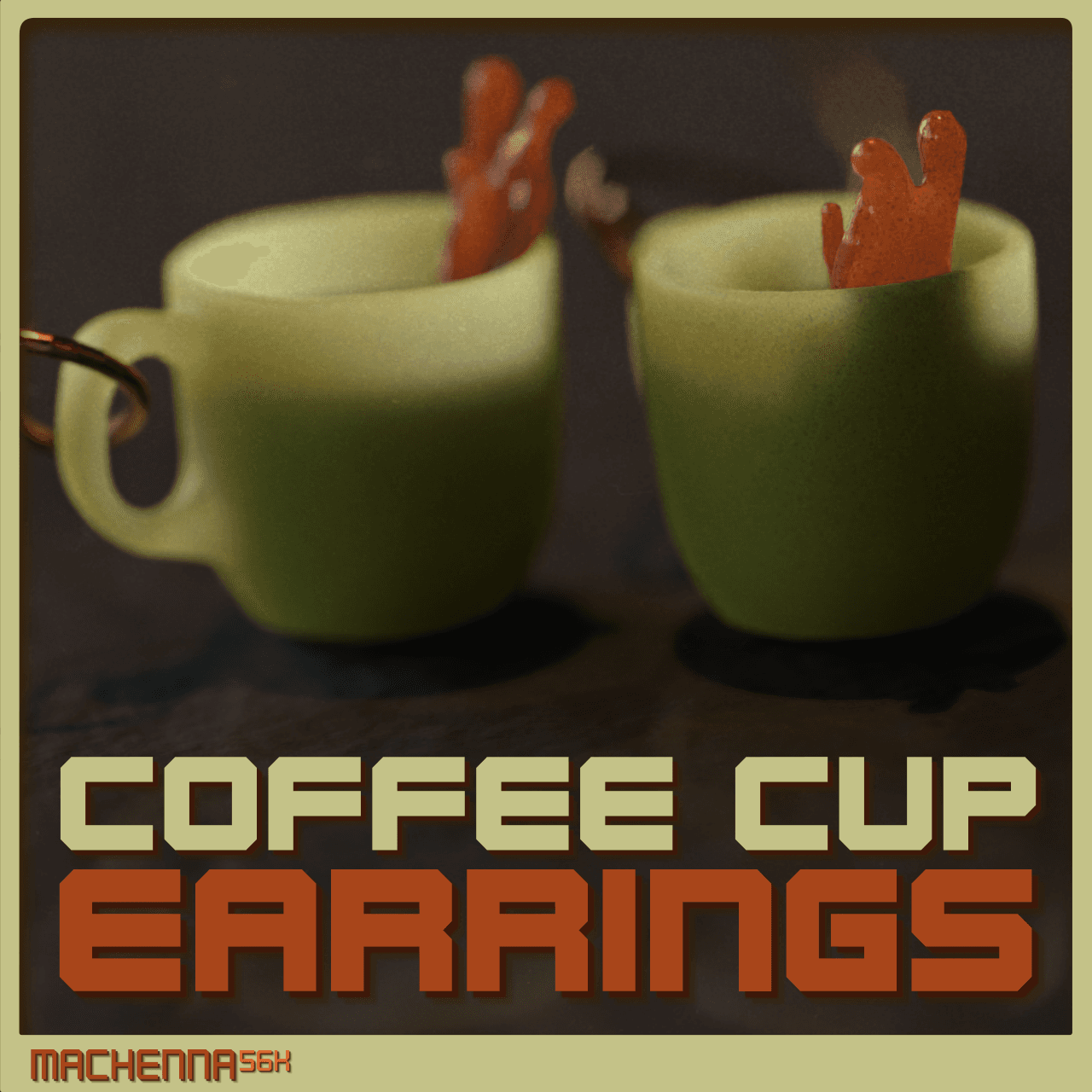 Coffee Cup Earrings 3d model