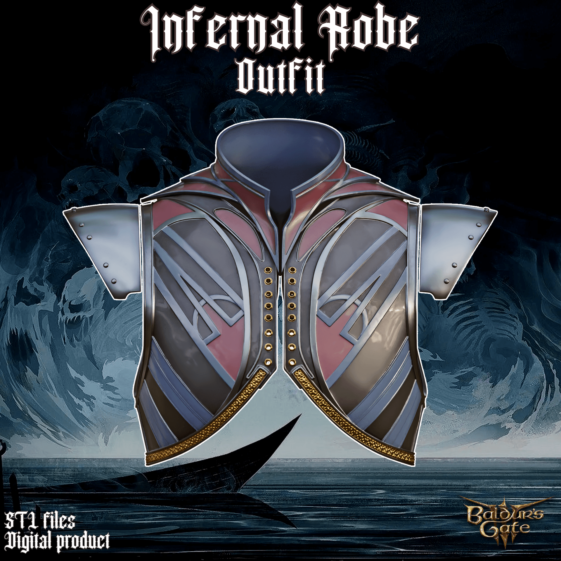 Fantasy Infernal Robe Baldurs Gate 3 3d model