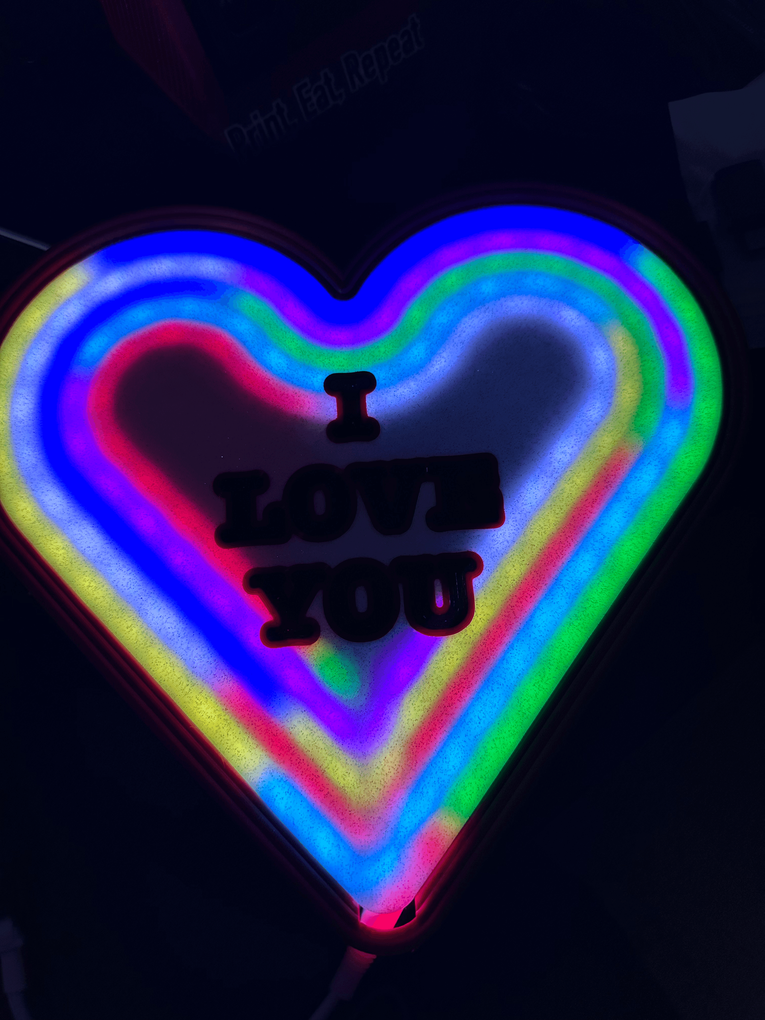I LOVE YOU NEON HEART LIGHT BOX - SHADOW BOX - LED , RGB, NEOPIXELS 3d model