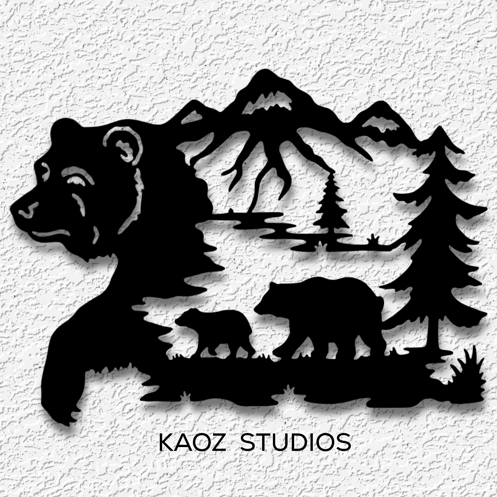 bear wall art mountain home wall decor grizzly decoration 3d model