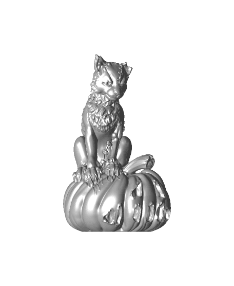 Stiches - Zombie cat on a jack-o-lantern - Decoration 3d model