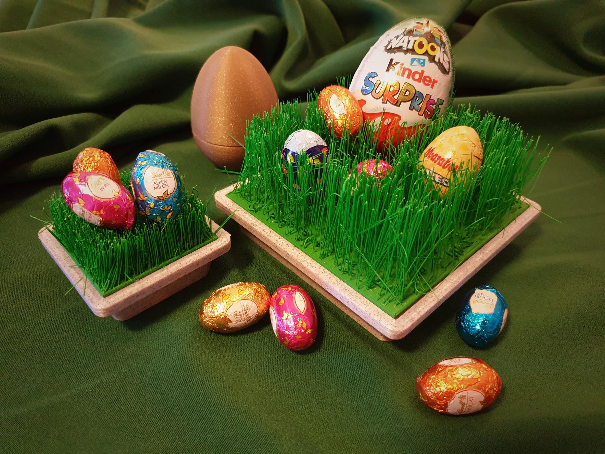 Printable Easter Grass with Planters 3d model
