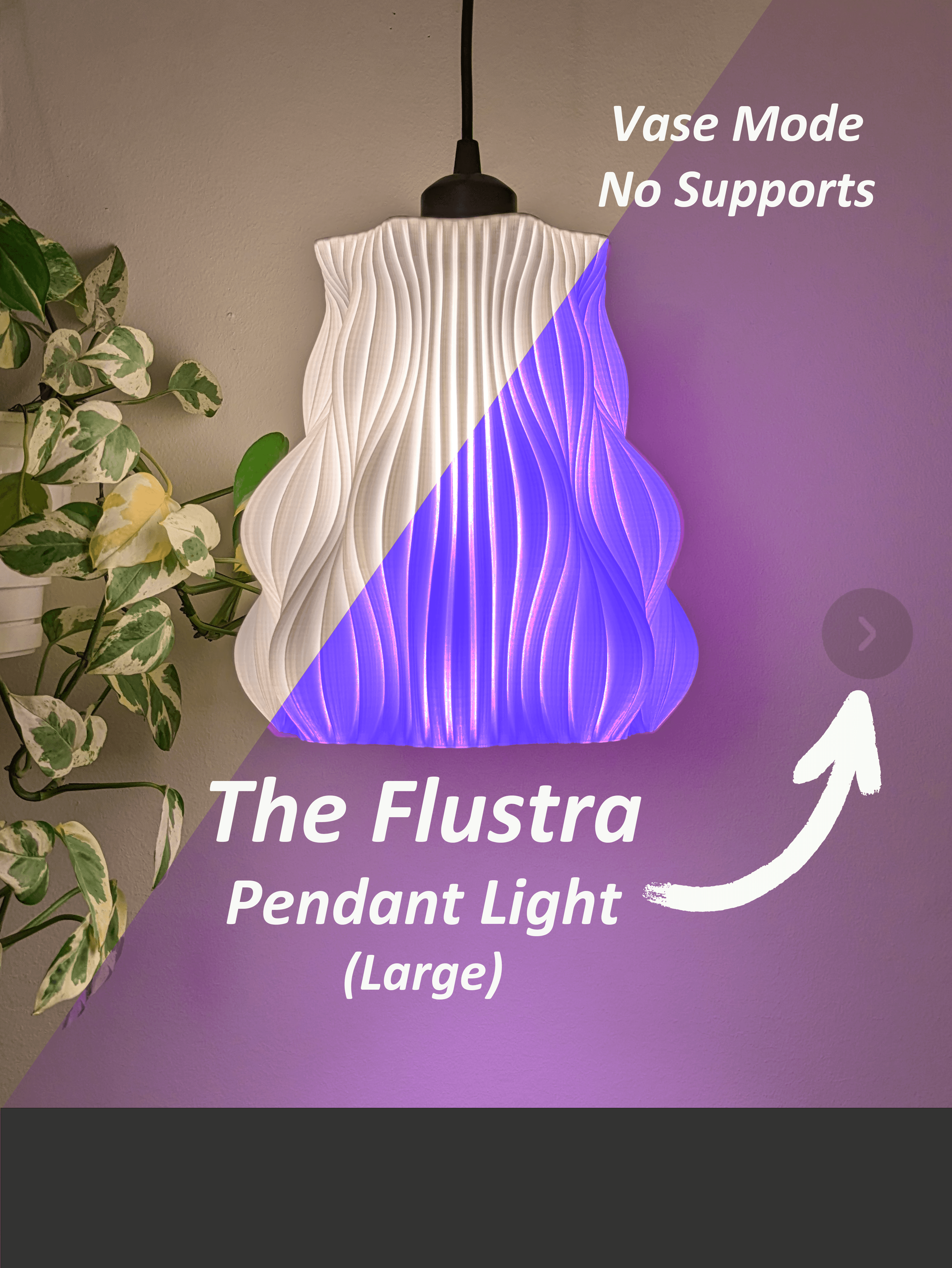 The Flustra - Vase Mode Pendant Light (Large), STL & Bambu 3MF 3d model