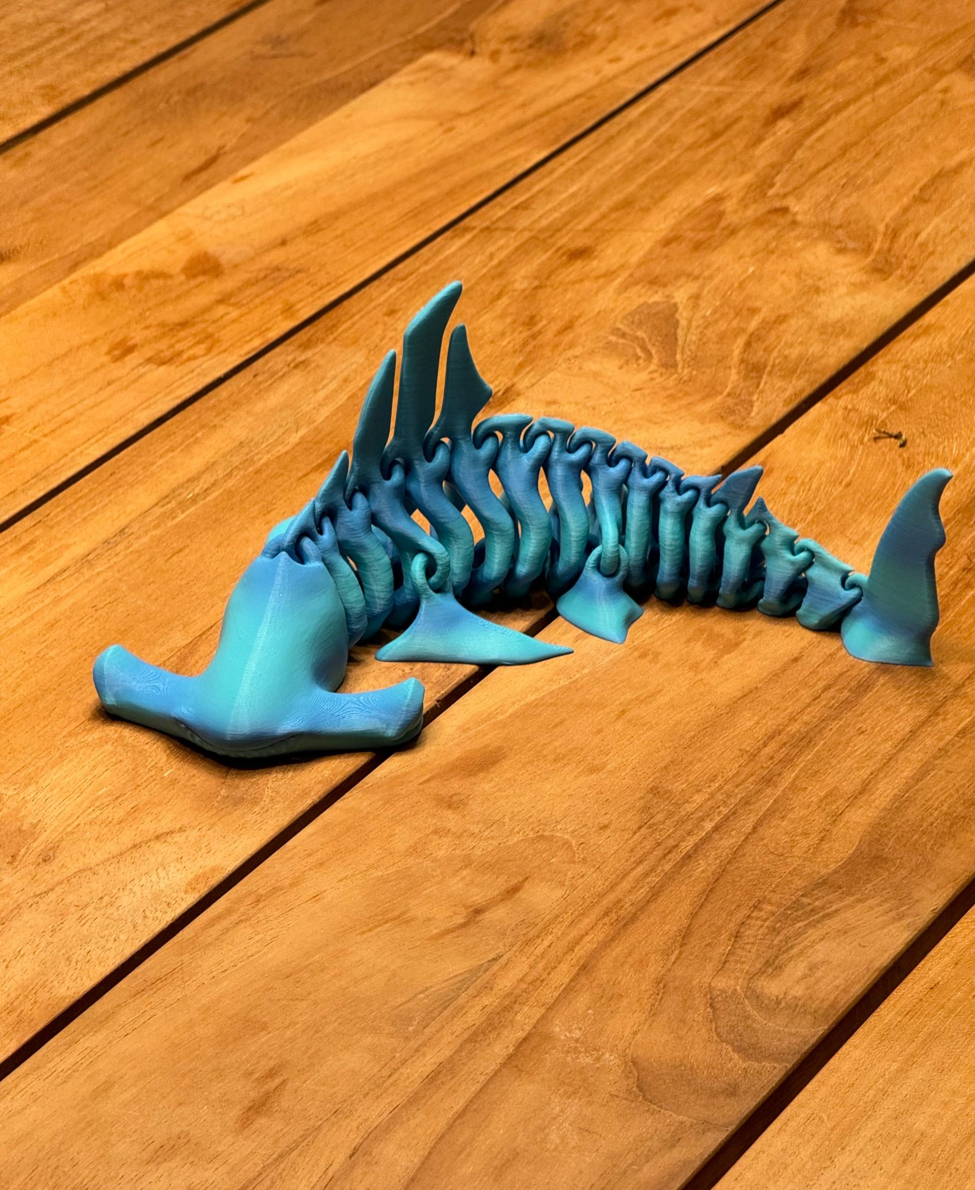 Hammerhead  Shark  Bones - Printed it in Bambu's "Ocean to Meadow" PLA. Can out beautiful! Very rugged and fun to play with. I do wish it didn't have the cartoony mouth that's in the wrong place. - 3d model