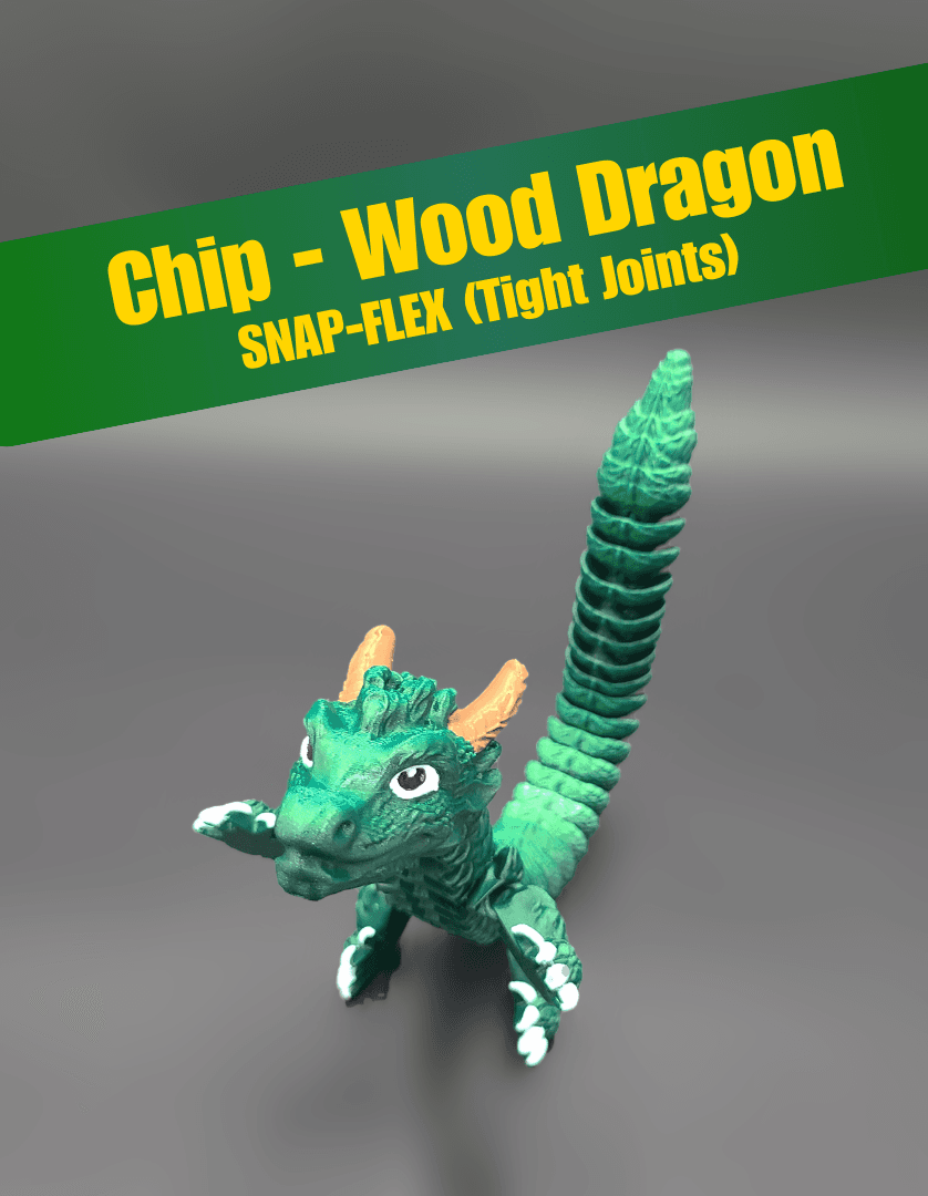 Chip, Wood Dragon - Articulated Dragon Snap-Flex Fidget (Tight Joints) 3d model