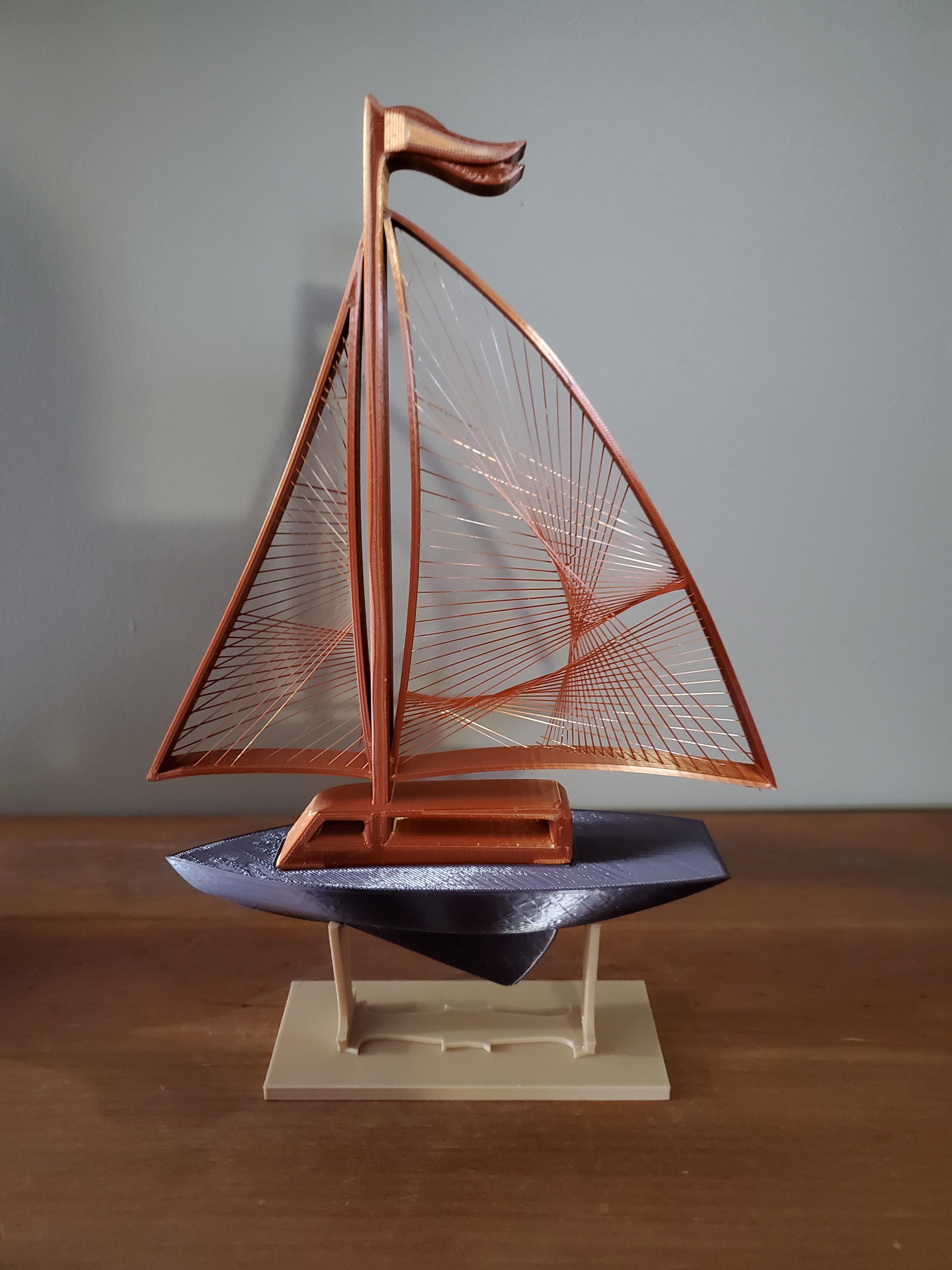 Sailboat - no supports - Added a rectangle base for more stability. 
120mmx50mmx5mm - 3d model