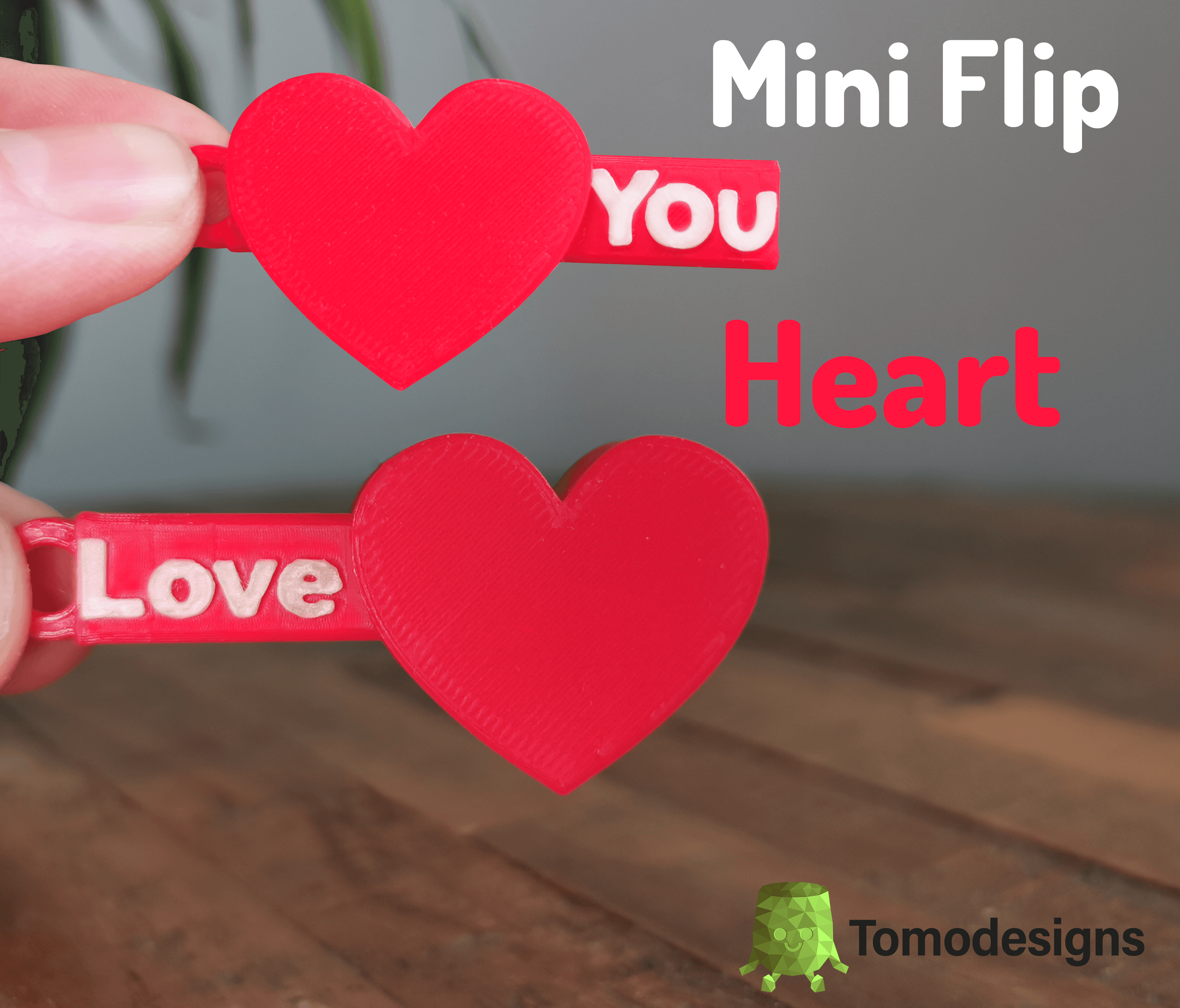 Mini Flip Heart Keychain 3d model