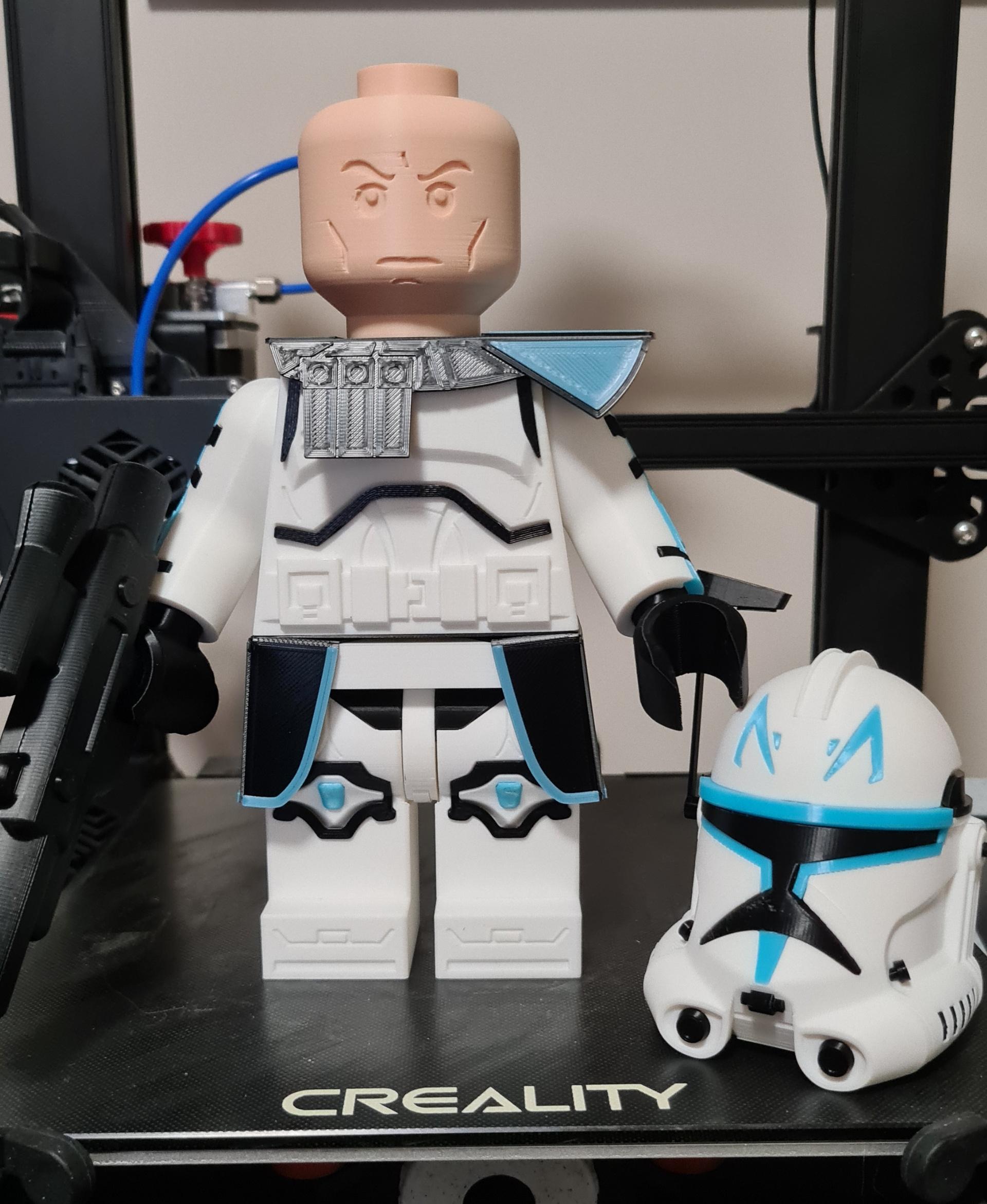 Captain Rex (6:1 LEGO-inspired brick figure, NO MMU/AMS, NO supports, NO glue) - Great model. Loved how the pieces all fitted togetter so well. - 3d model