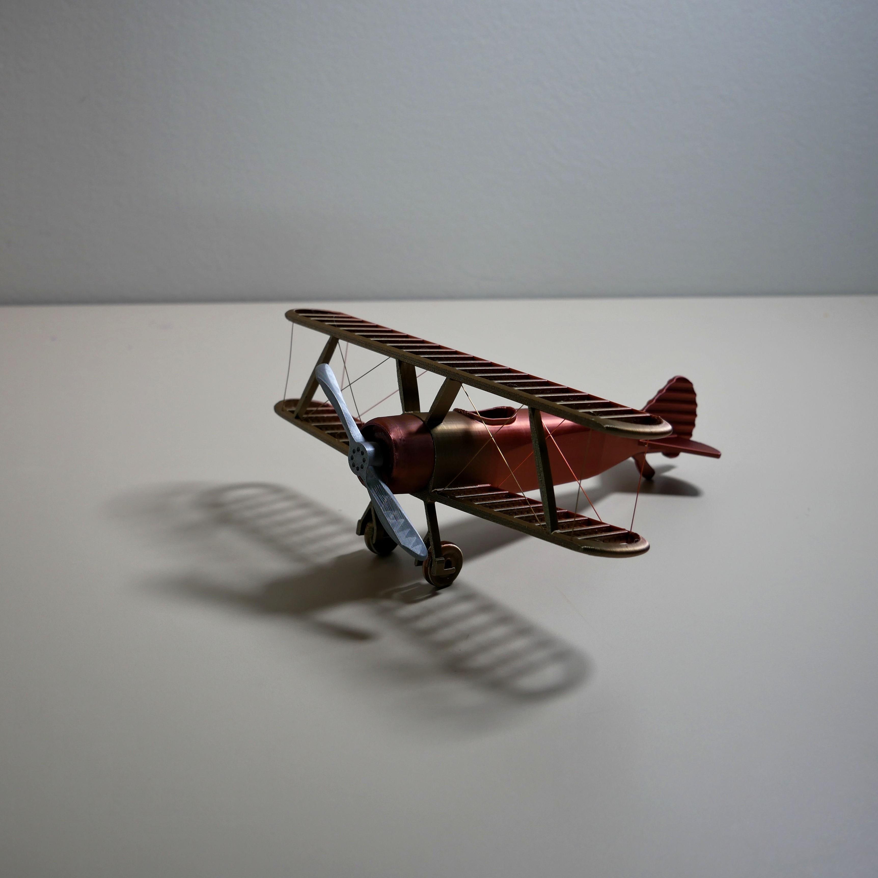 String Biplane with hanging rings: No supports 3d model