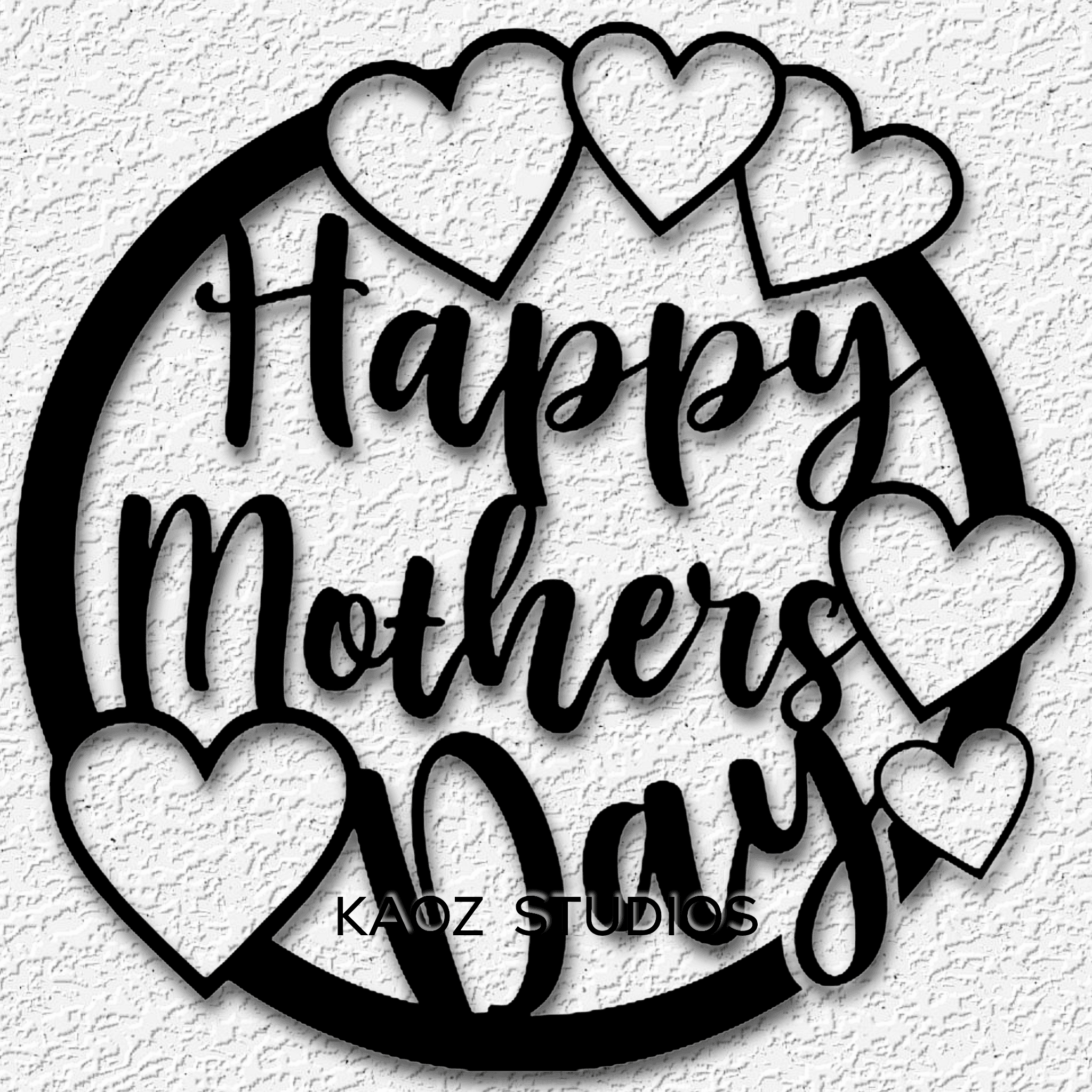 happy mothers day sign holiday decor mom decoration with hearts 3d model