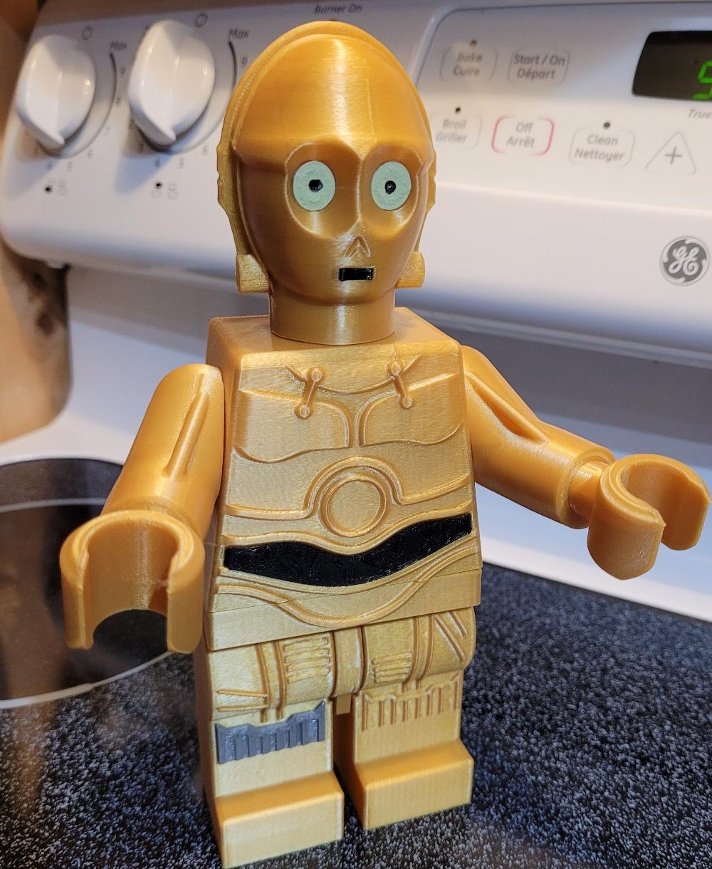 C-3PO (6:1 LEGO-inspired brick figure, NO MMU/AMS, NO supports, NO glue) 3d model