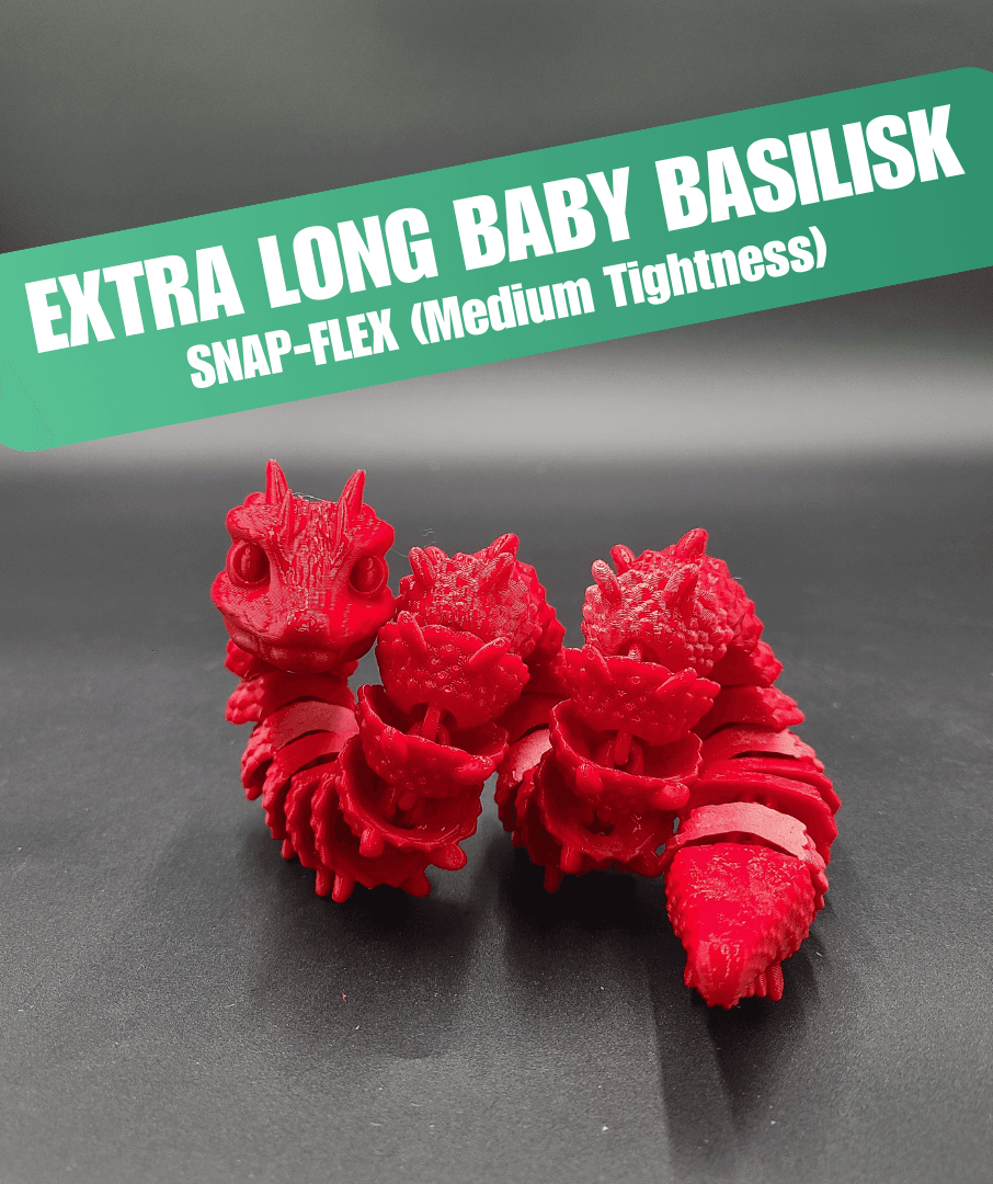 Baby Basilisk (Extra Long) - Articulated Snap-Flex Fidget (Medium Tightness Joints) 3d model