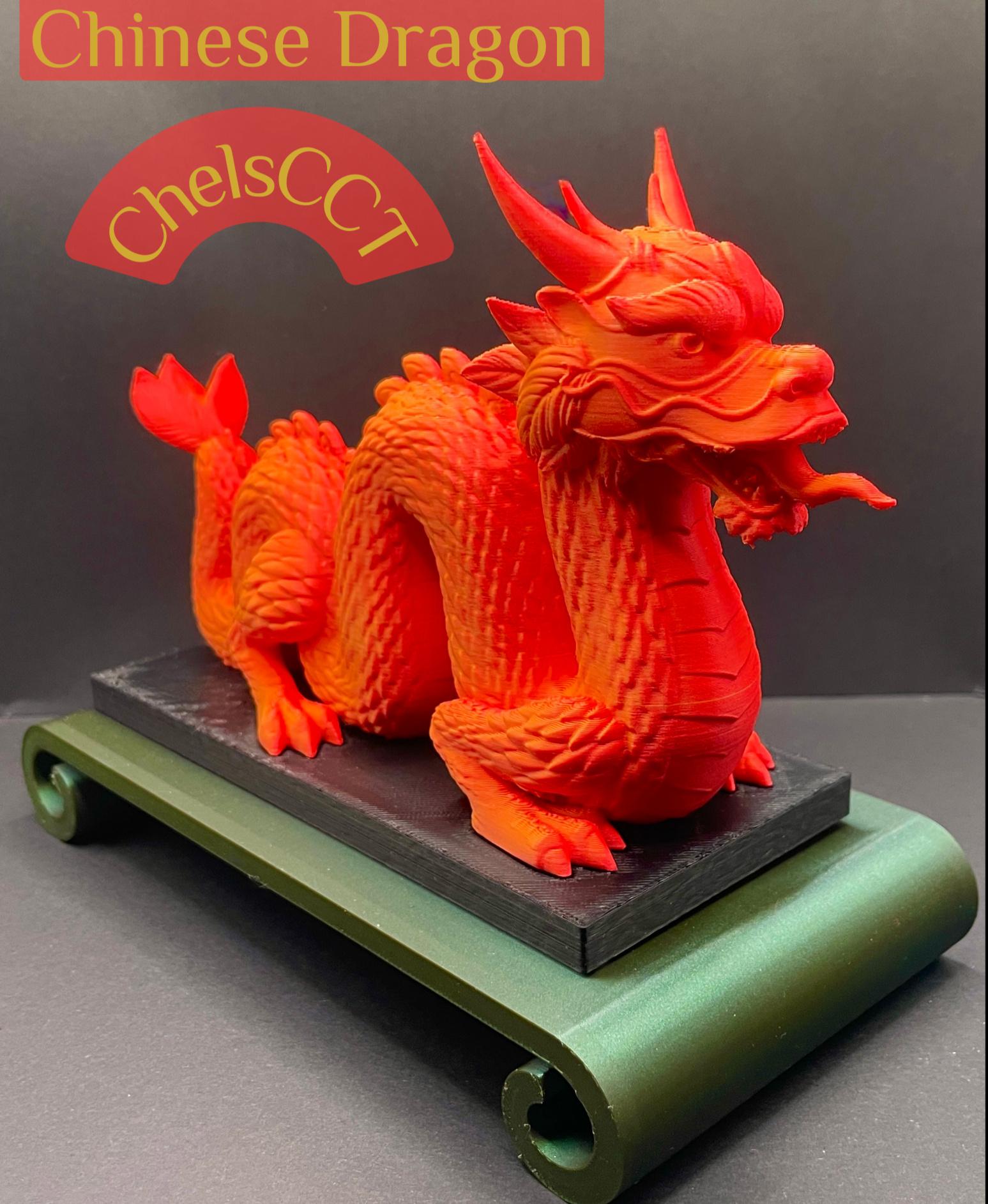Chinese Dragon  - Overture Red/Orange Matte, Polymaker Dark Sparkle Green & Charcoal PolyTerra PLA - 3d model