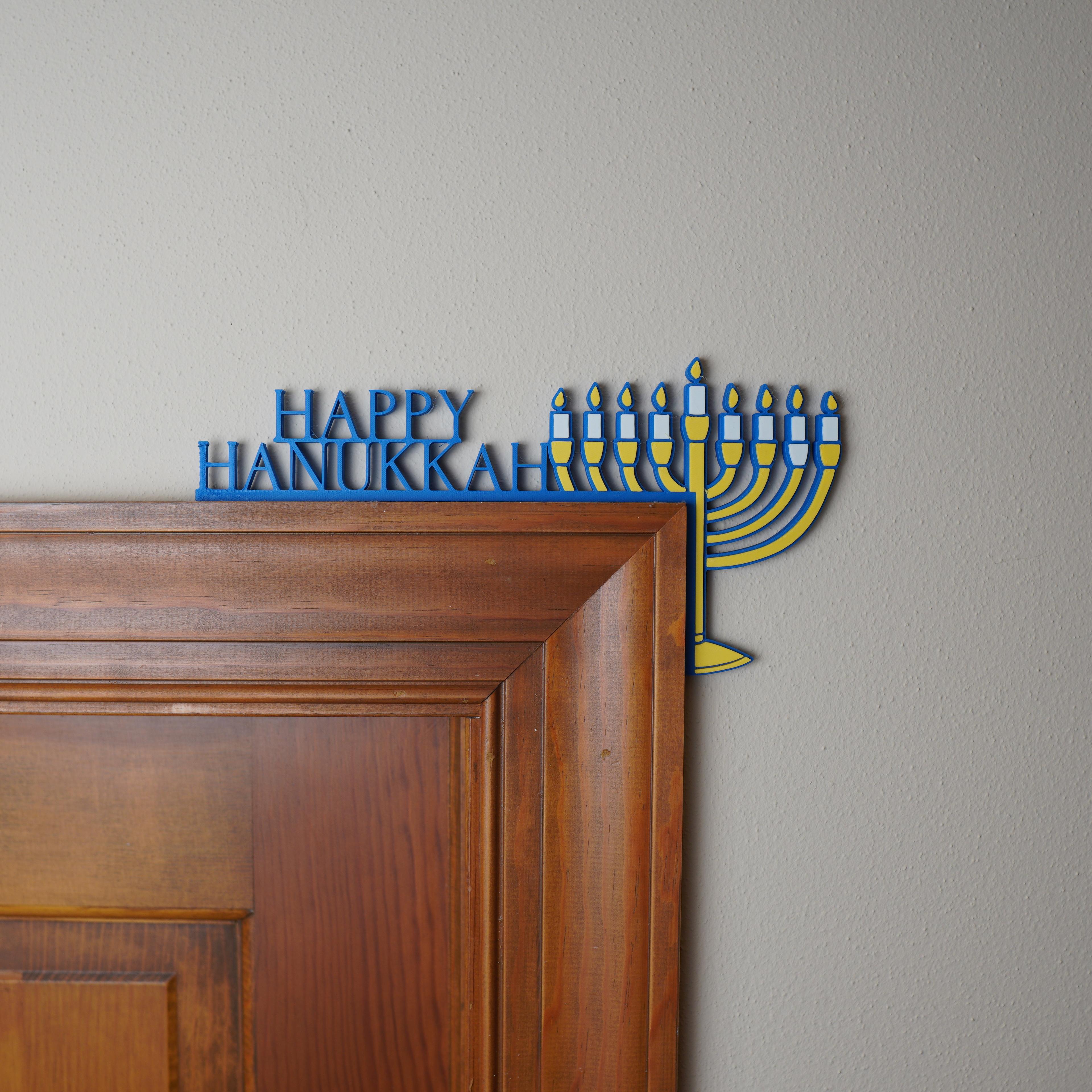 Happy Hanukkah Menorah Corner Decor 3d model