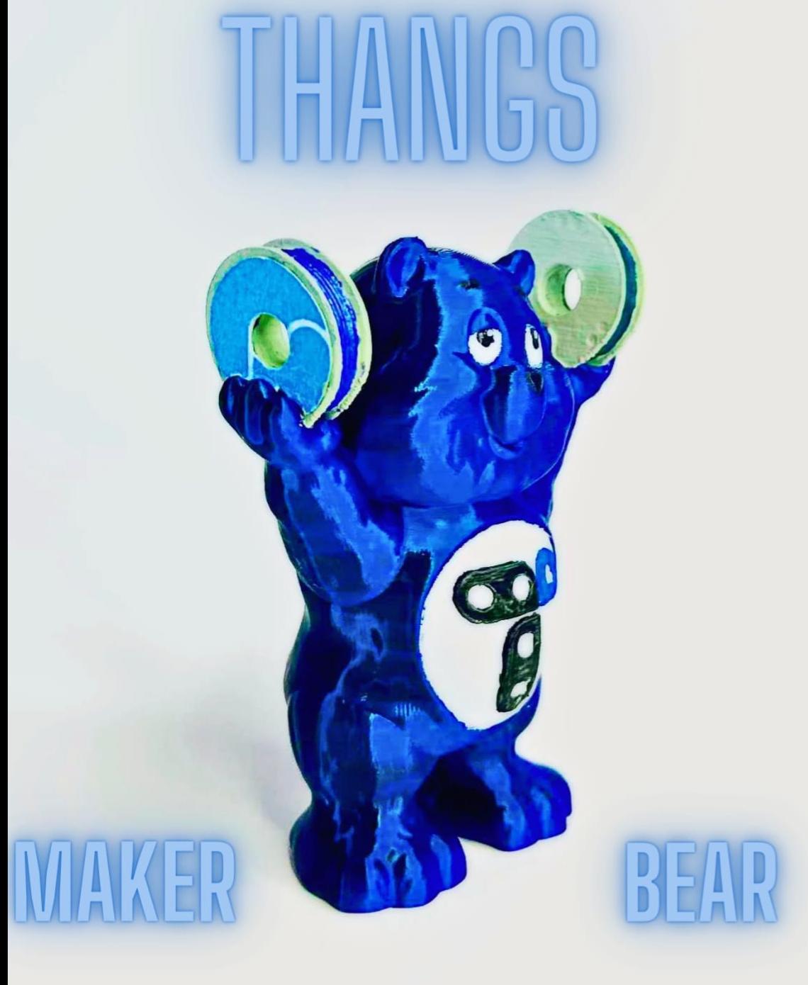 Thangs Maker Bear  - Handpainted Thangs Maker Bear by @littletup. Printed in Gratkit tricolour filament. - 3d model