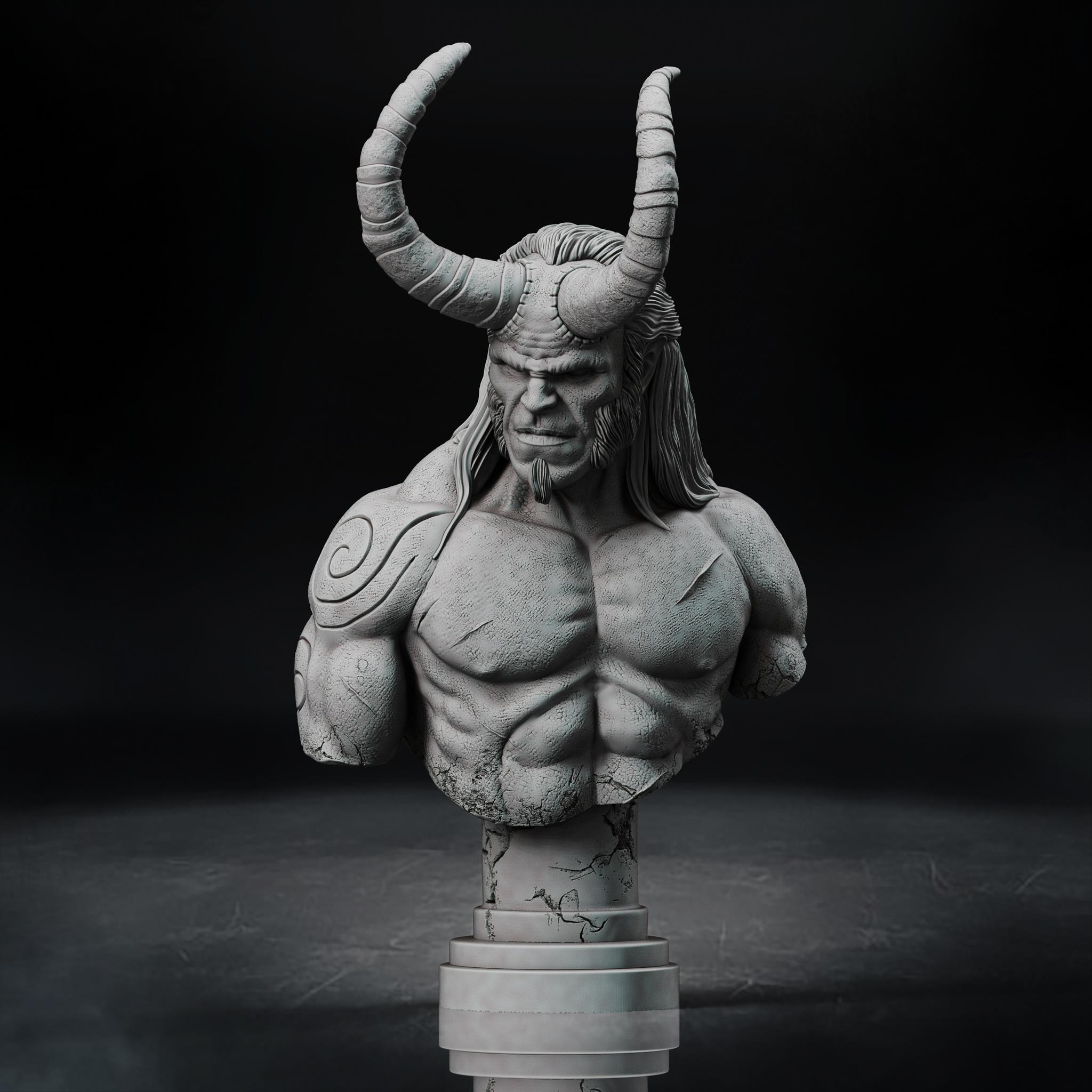 Hellboy bust - (Pre-Supported) 3d model