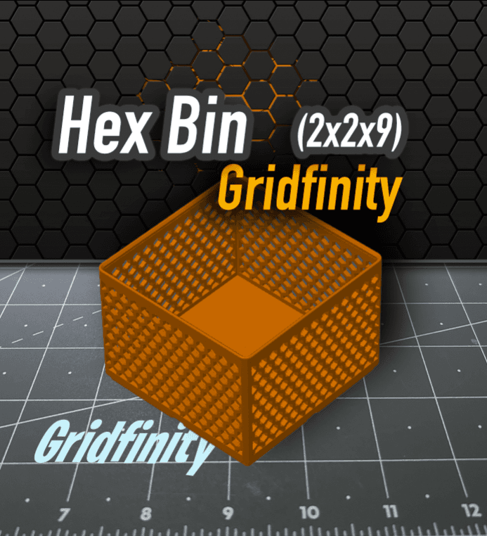 Hex Bin Gridfinity 2x2x9 3d model