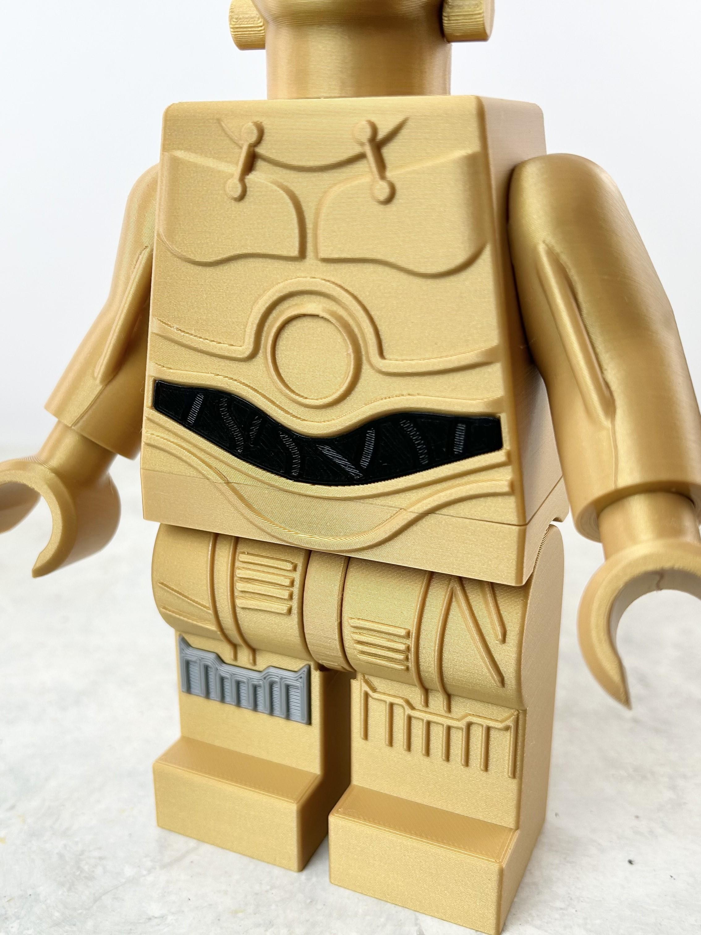 C-3PO (6:1 LEGO-inspired brick figure, NO MMU/AMS, NO supports, NO glue) 3d model