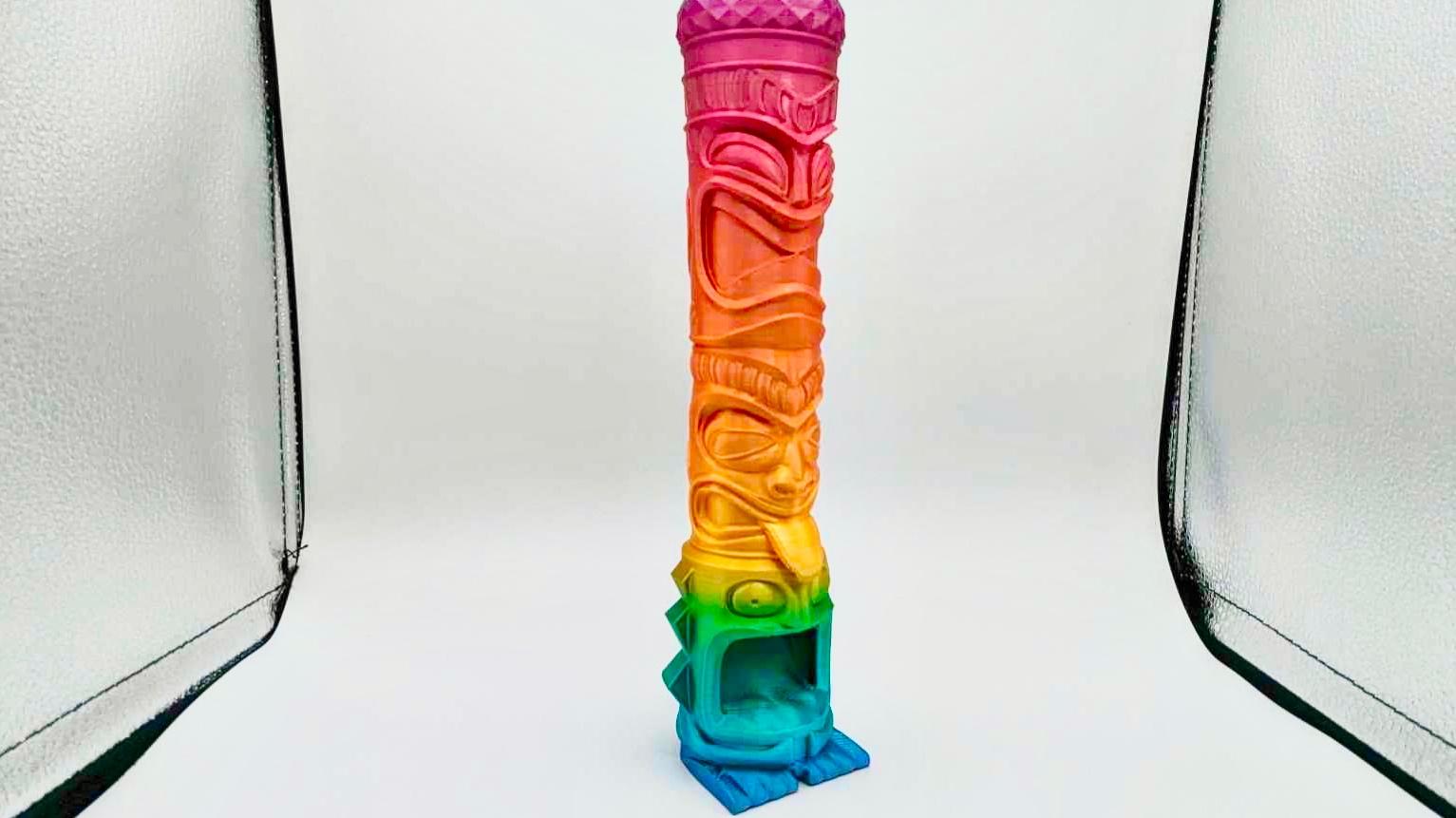 Tiki Totem Dice Tower - Printed in Eryone metallic silk rainbow - 3d model