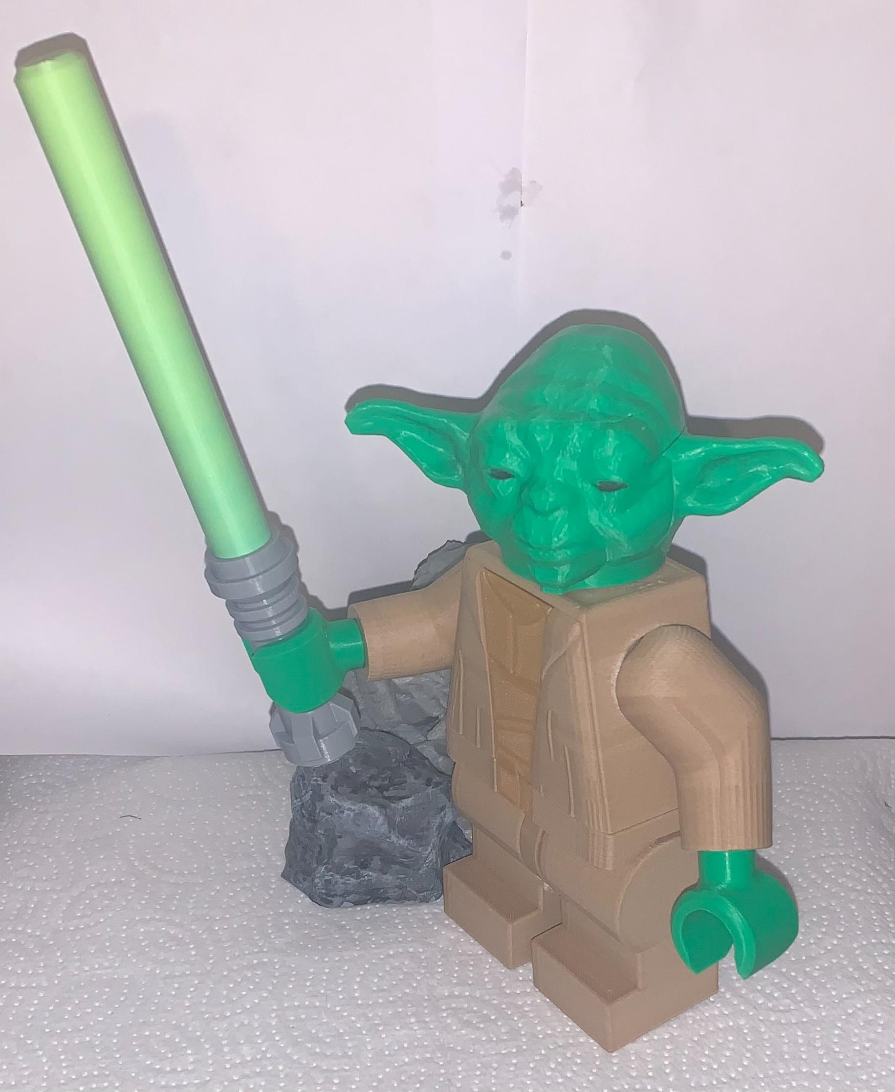 Yoda (6:1 LEGO-inspired brick figure, NO MMU/AMS, NO supports, NO glue) 3d model